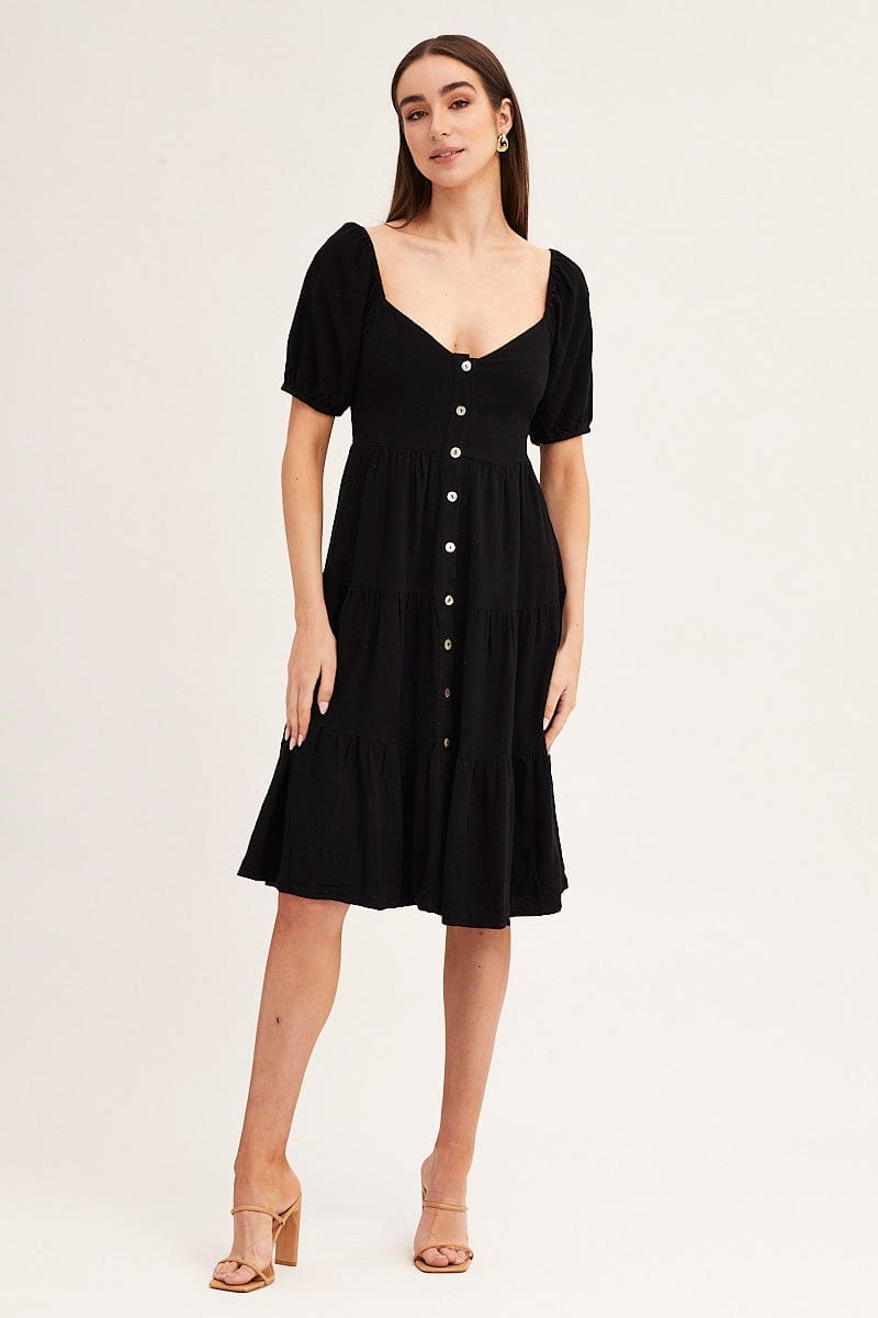 MIDI DRESS Black Midi Dress Sweetheart for Women by Ally