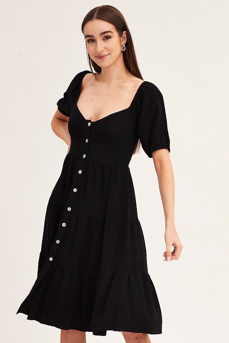 MIDI DRESS Black Midi Dress Sweetheart for Women by Ally