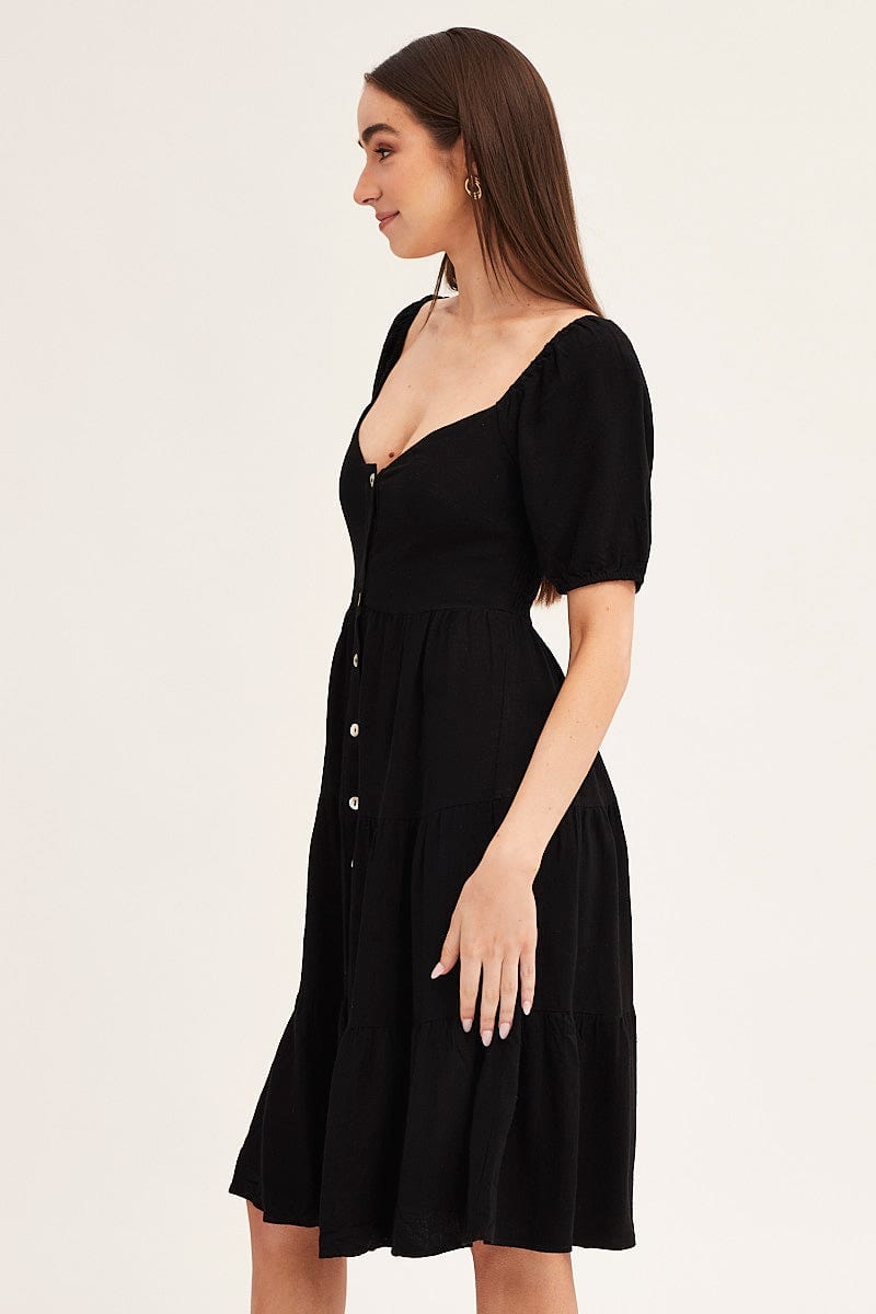 MIDI DRESS Black Midi Dress Sweetheart for Women by Ally