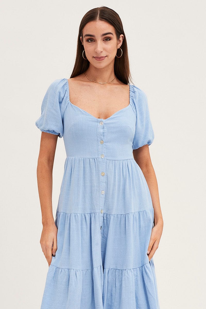 MIDI DRESS Blue Midi Dress Sweetheart for Women by Ally