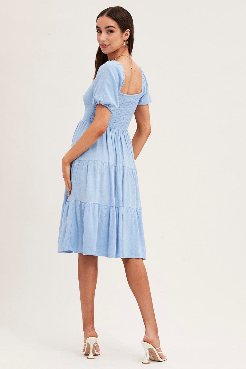 MIDI DRESS Blue Midi Dress Sweetheart for Women by Ally