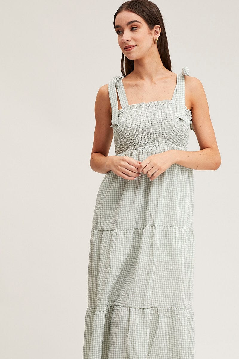 MIDI DRESS Check Midi Dress Sleeveless for Women by Ally