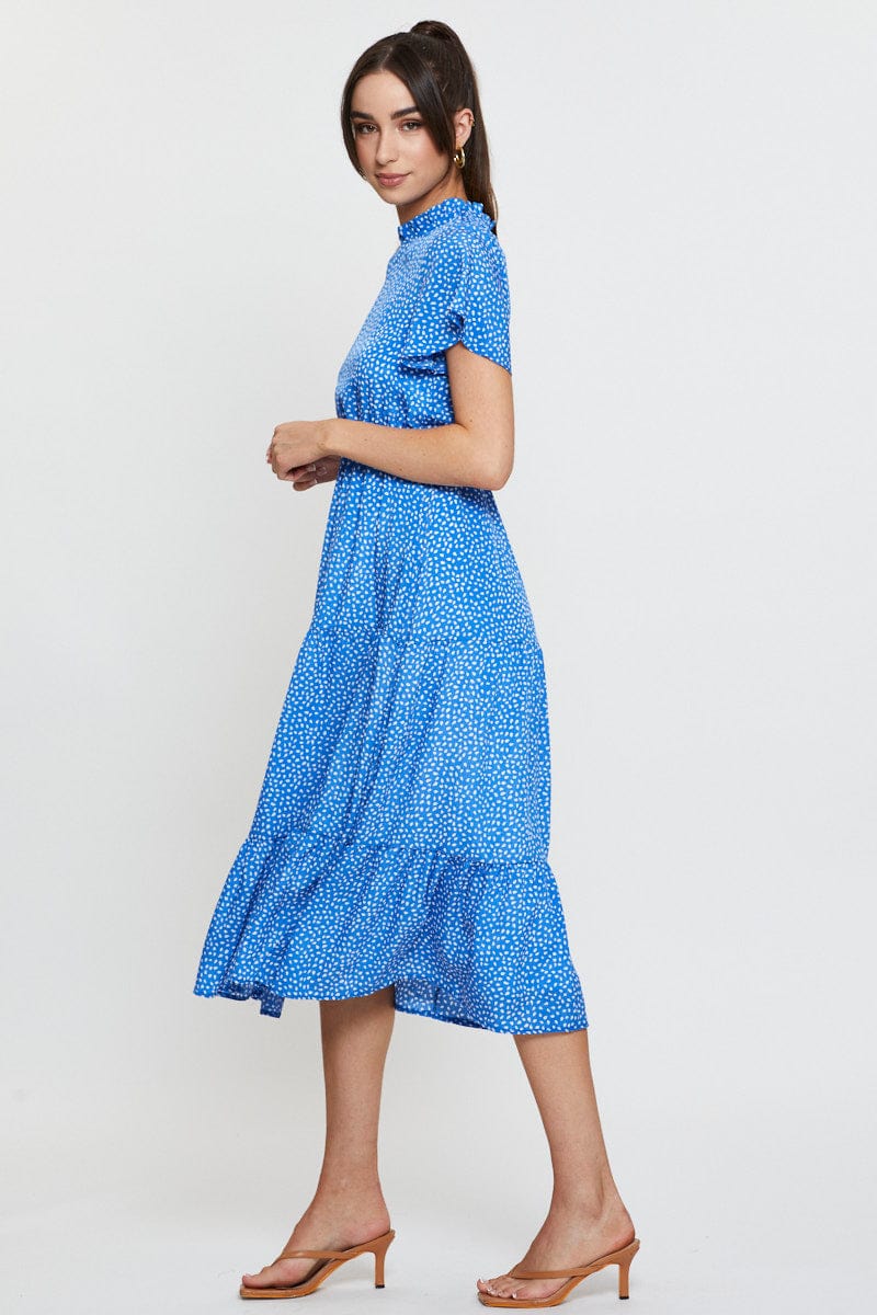 Women’s Geo Print Midi Dress Short Sleeve | Ally Fashion