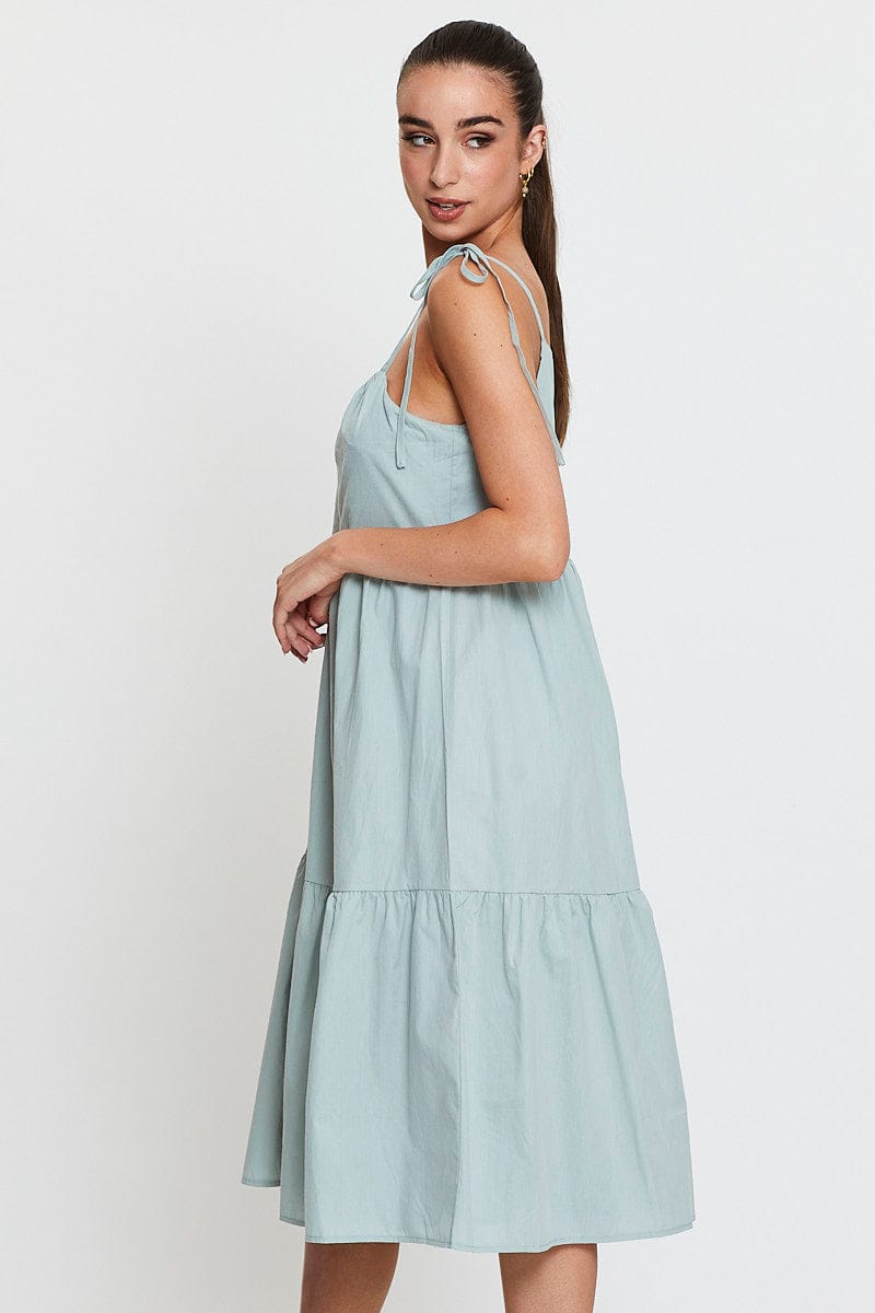 MIDI DRESS Green A Line Dress Midi for Women by Ally