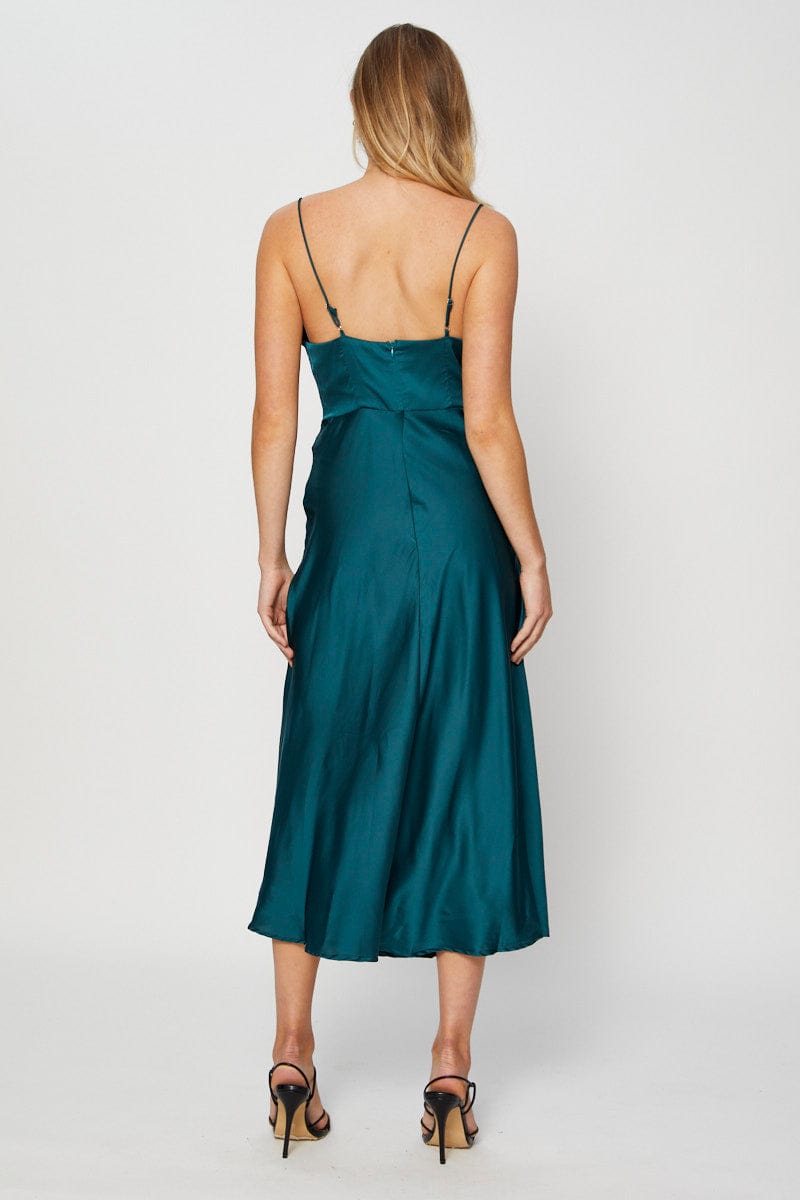 MIDI DRESS Green A Line Dress Midi for Women by Ally