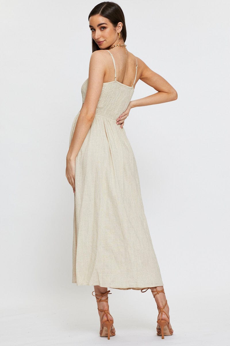 MIDI DRESS Nude Midi Dress Sleeveless for Women by Ally