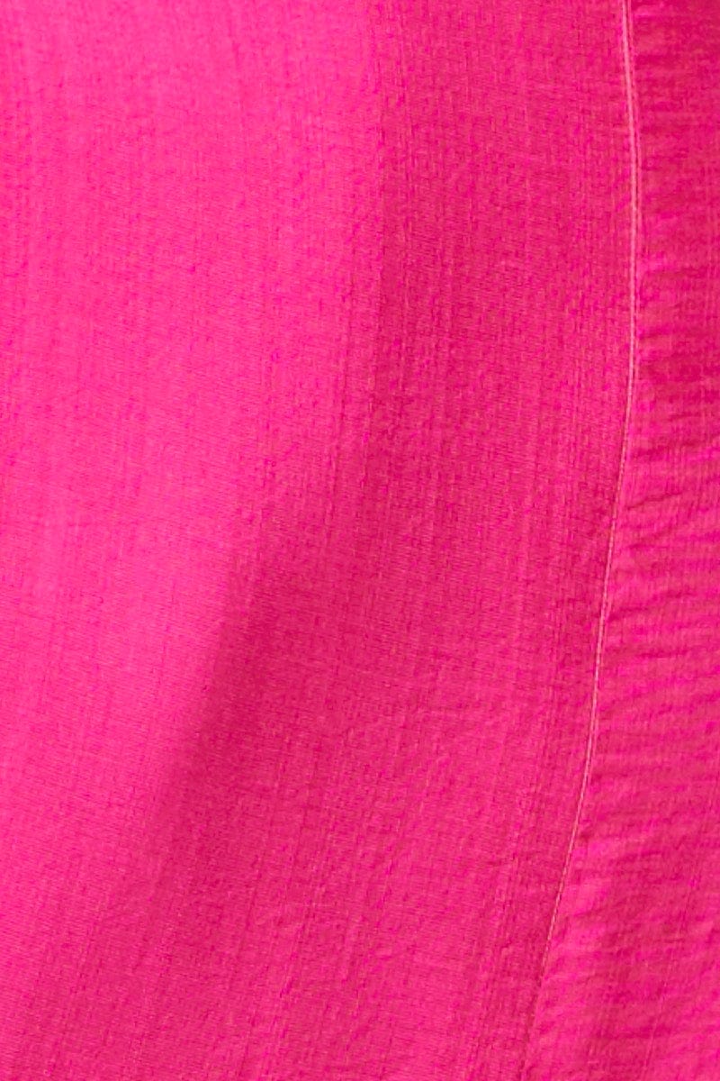 MIDI DRESS Pink Midi Dress Short Sleeve V Neck for Women by Ally