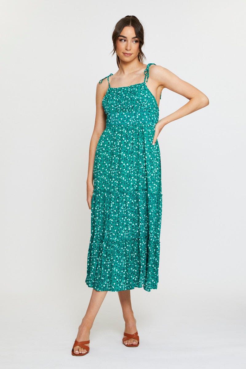 MIDI DRESS Print A Line Dress Sleeveless for Women by Ally
