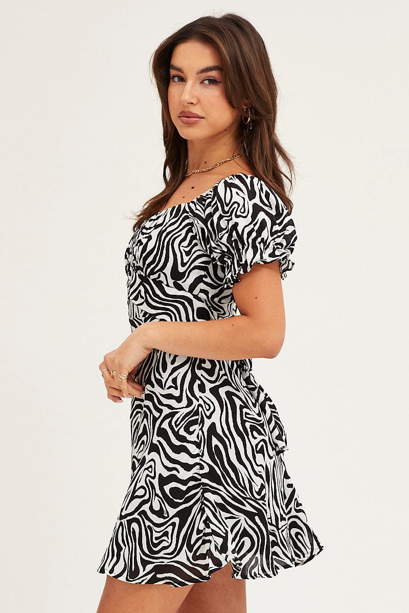 MIDI DRESS Print Midi Dress Short Sleeve Evening for Women by Ally