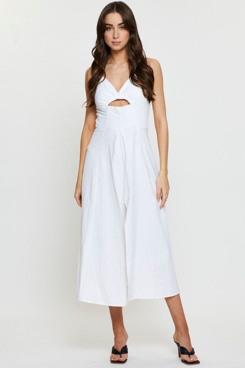 MIDI DRESS White A Line Dress Short Sleeve Midi for Women by Ally