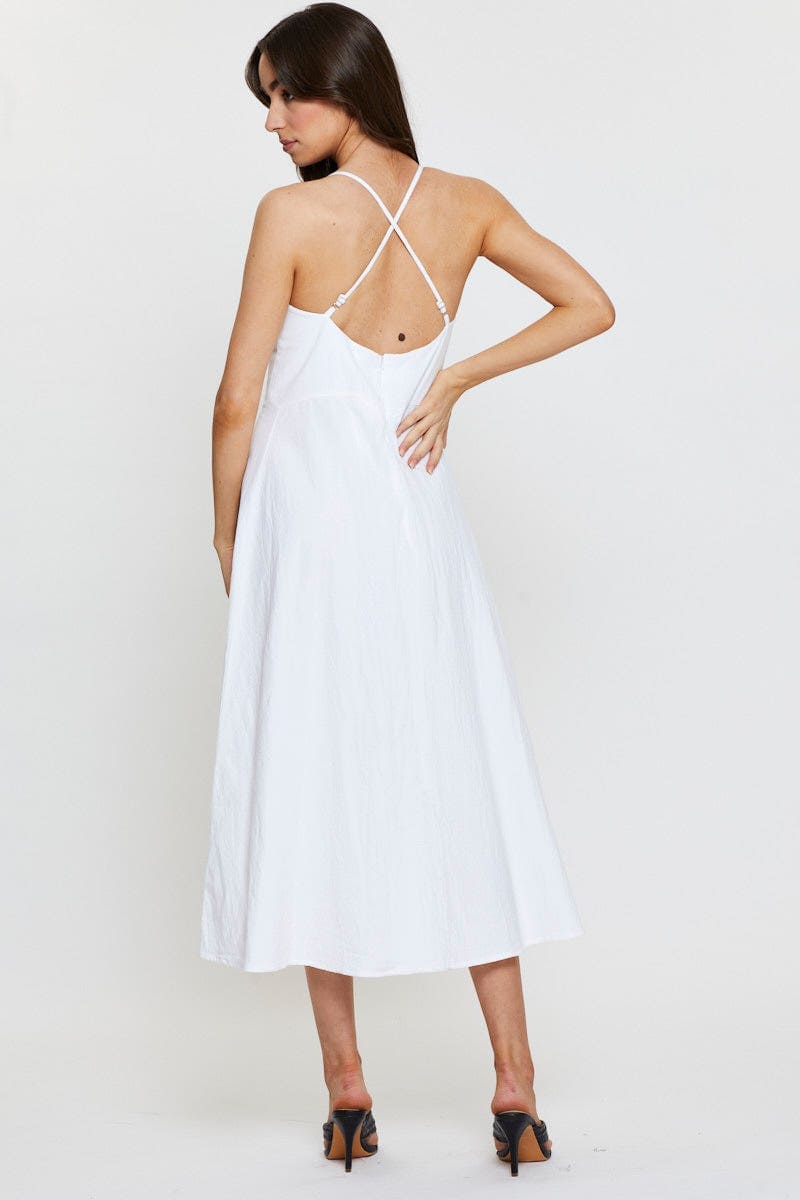 Women's White A Line Dress Sleeveless Midi | Ally Fashion Women's White A Line Dress Sleeveless Midi | Ally Fashion