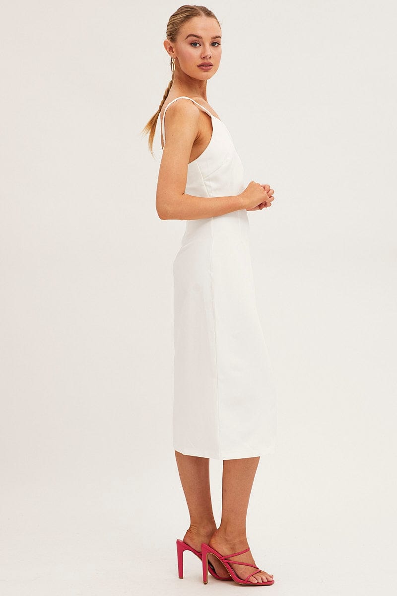 MIDI DRESS White Midi Dress Bodycon for Women by Ally