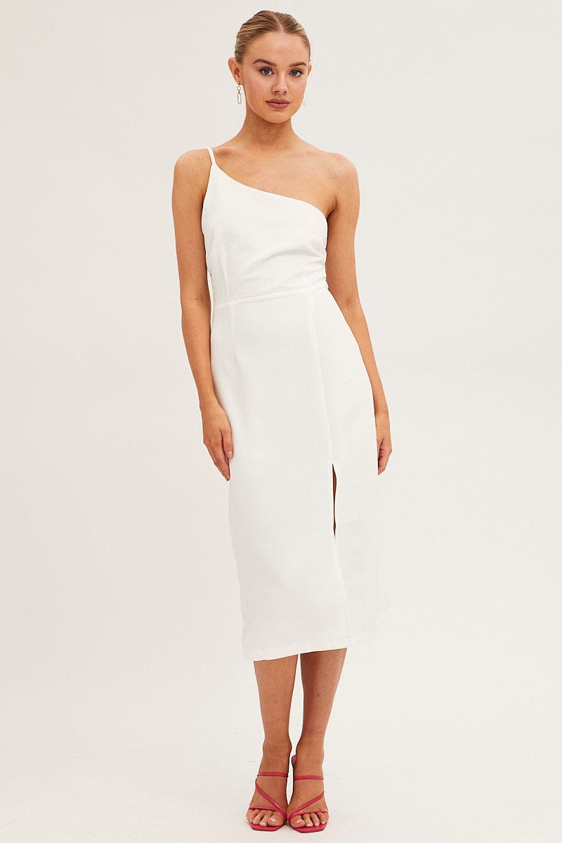 MIDI DRESS White Midi Dress Bodycon for Women by Ally