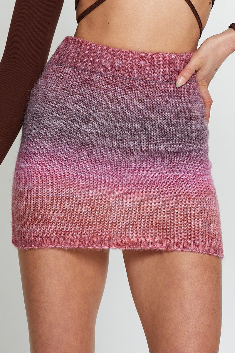 MIDI MW BODYCON Pink Knit Skirt Mini for Women by Ally