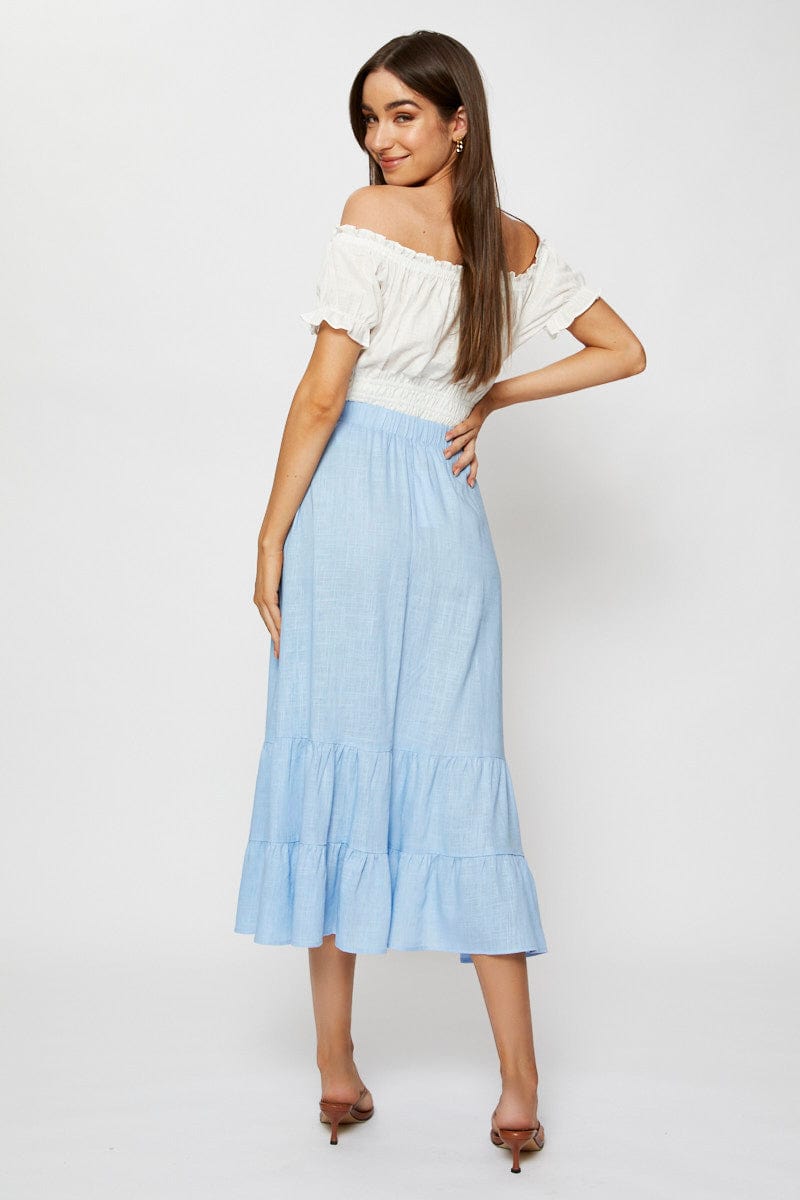 Women’s Blue Midi Skirt High Rise | Ally Fashion
