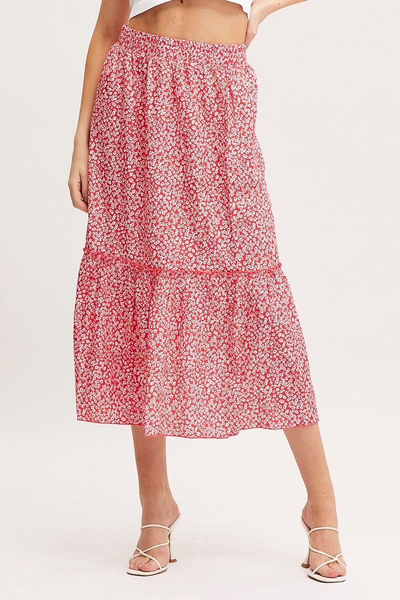 MIDI SKIRT Print Midi Skirt High Rise for Women by Ally