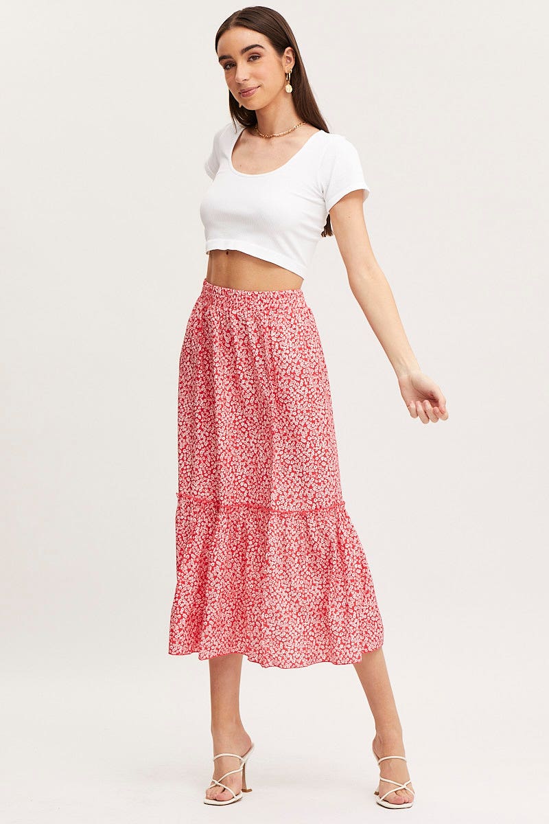 MIDI SKIRT Print Midi Skirt High Rise for Women by Ally