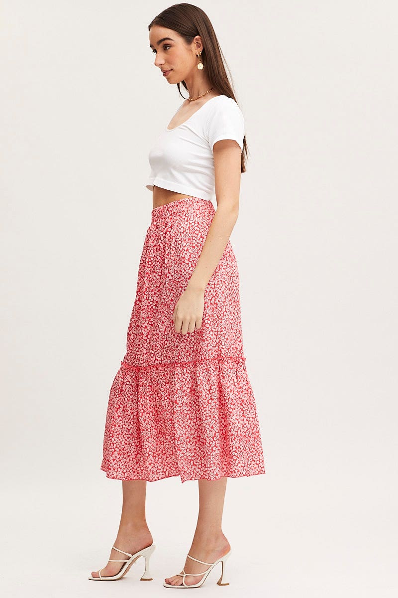 MIDI SKIRT Print Midi Skirt High Rise for Women by Ally