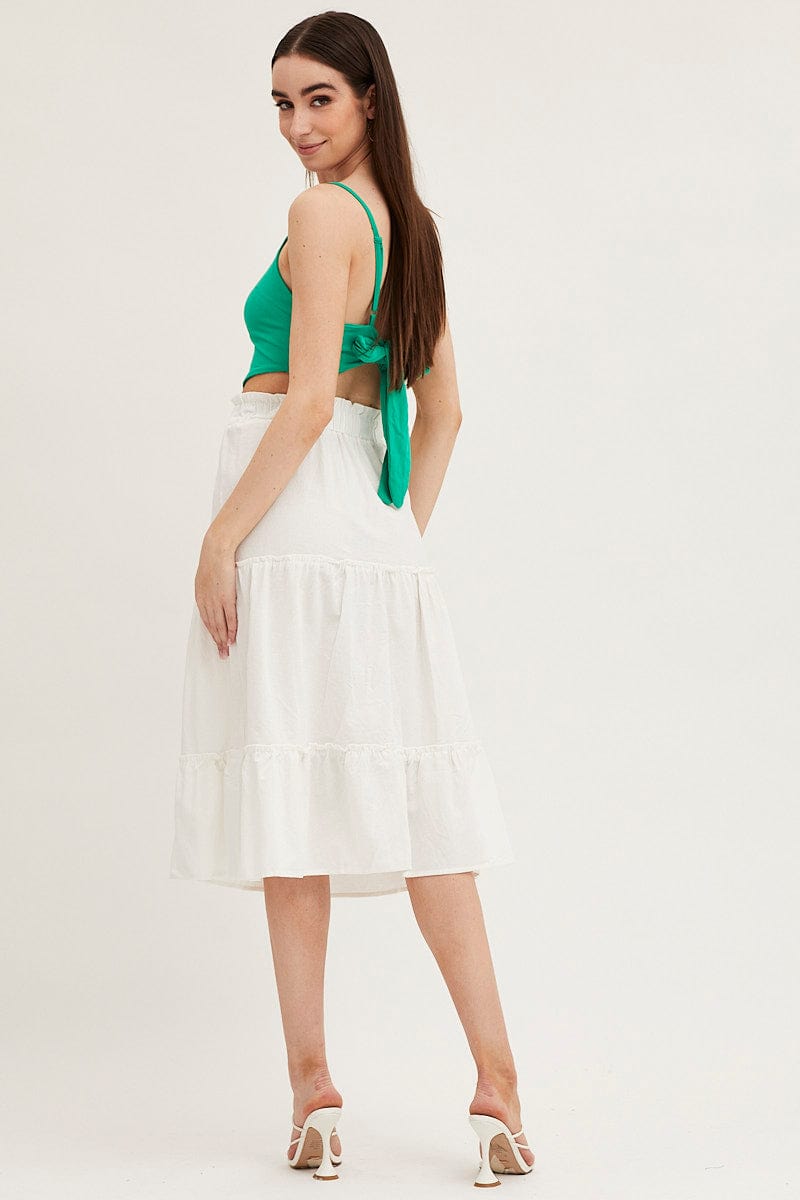 Women's White Tiered Midi Skirt Ally Fashion - Main Image