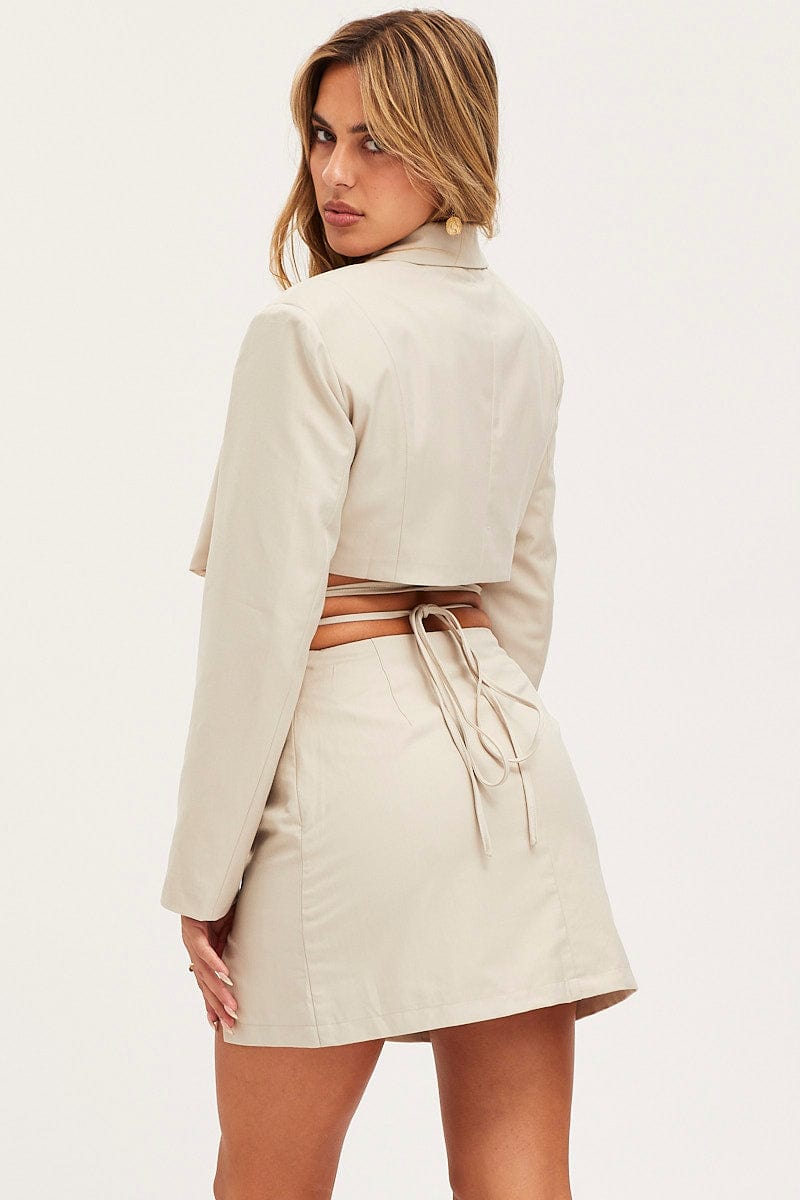 MINI SKIRT Camel Mini Skirt High Rise for Women by Ally