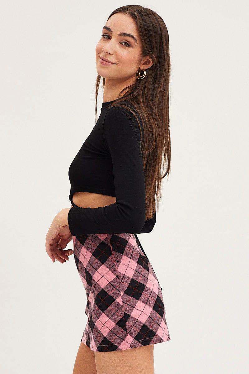 MINI SKIRT Check Mini Skirt High Rise for Women by Ally