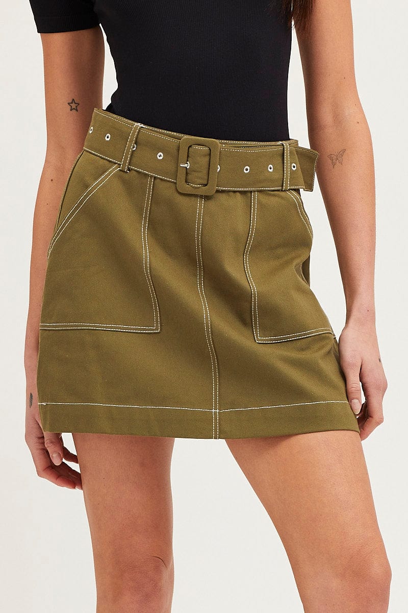 Belted Utility Mini Skirt