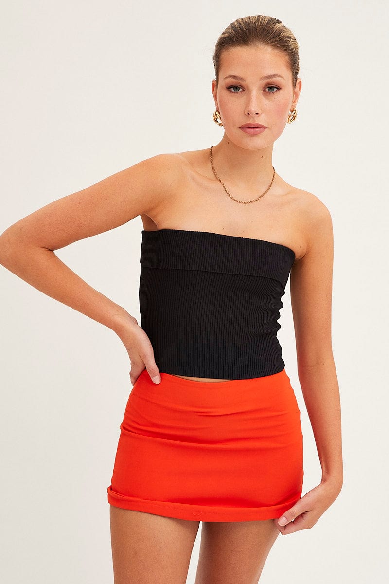 MINI SKIRT Orange Mini Skirt High Rise for Women by Ally