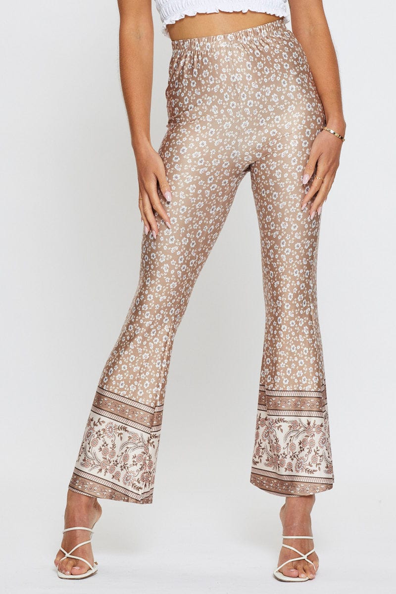 Women's Boho Print Pants Flare Leg Ally Fashion