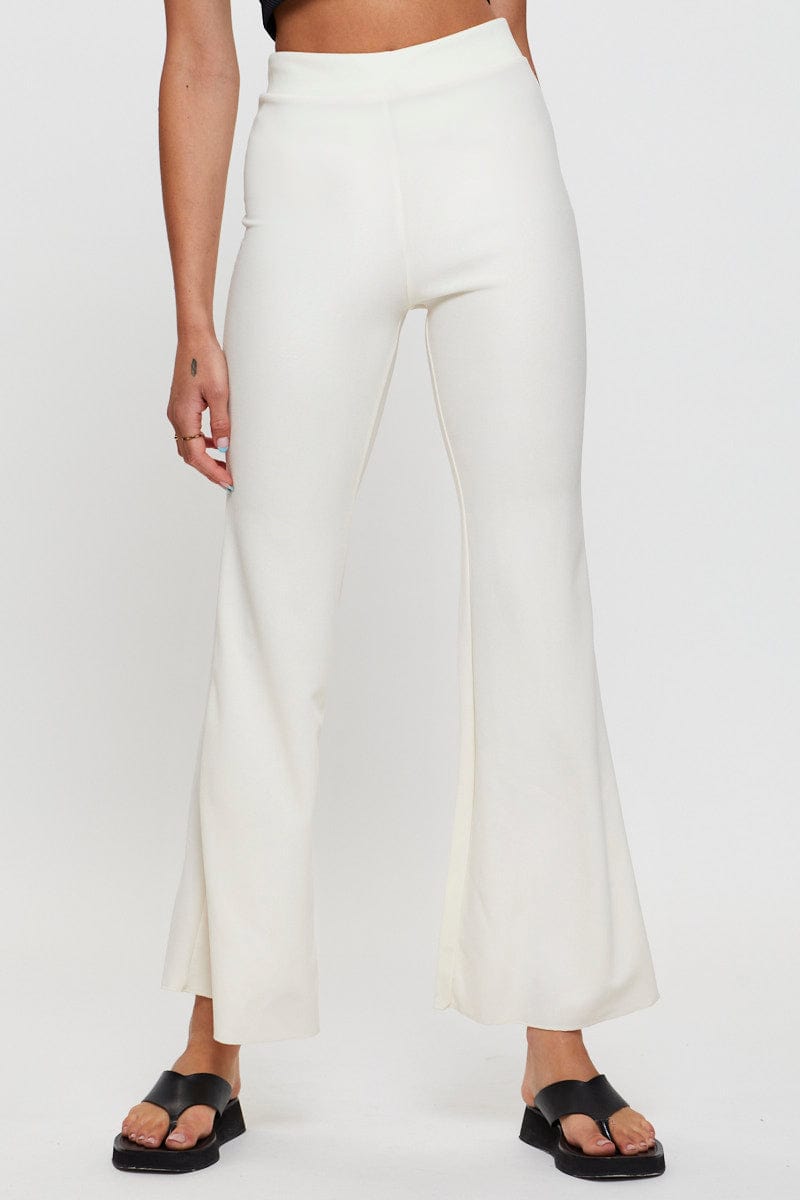 Women's White Flare Pants High Rise | Ally Fashion Women's White Flare Pants High Rise | Ally Fashion