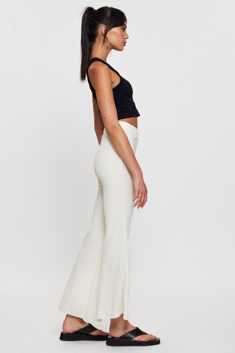 Chielo Pants - High Rise Fit and Flare Pants in White