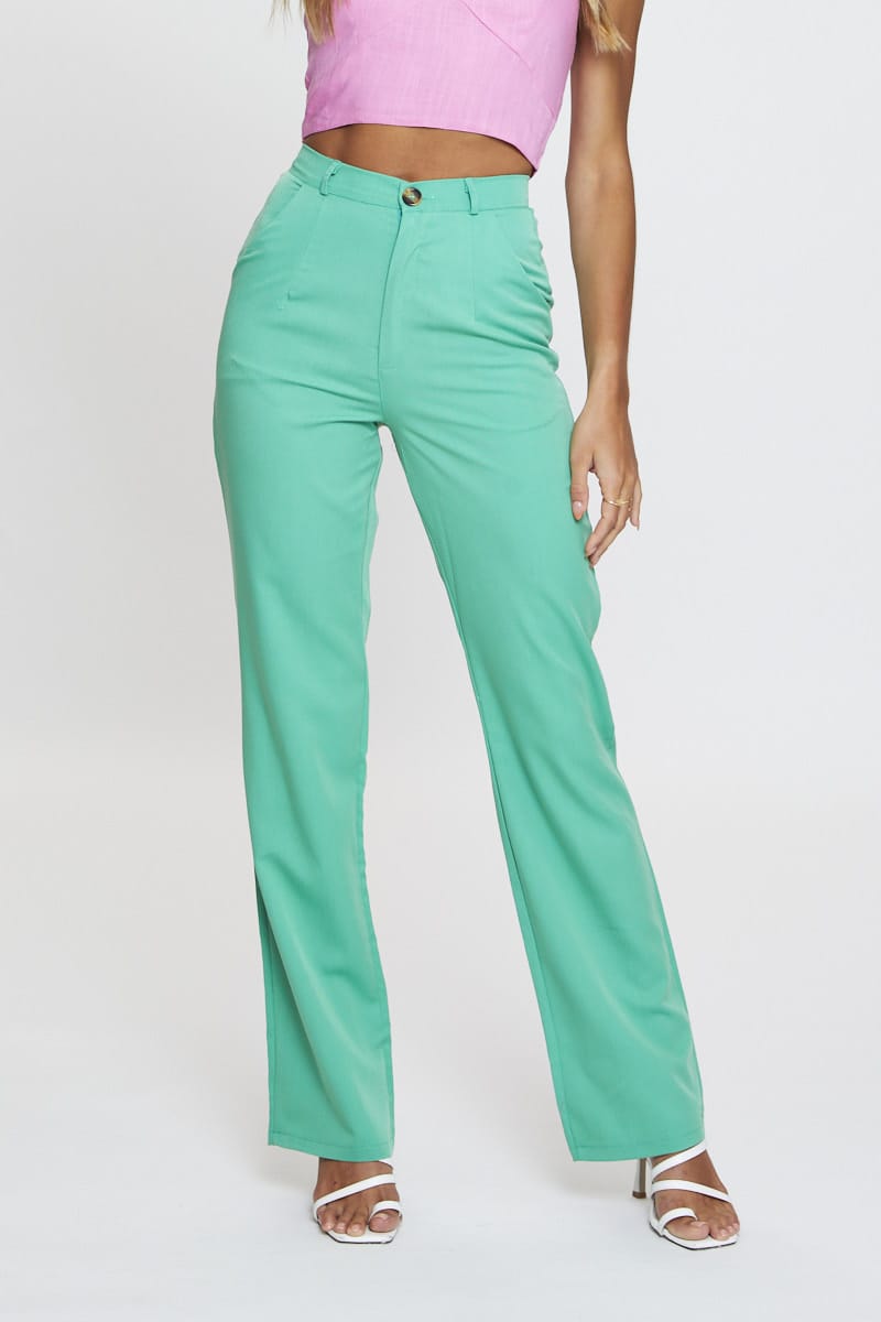 MR HAREM PANT Green Slim Pants High Rise for Women by Ally