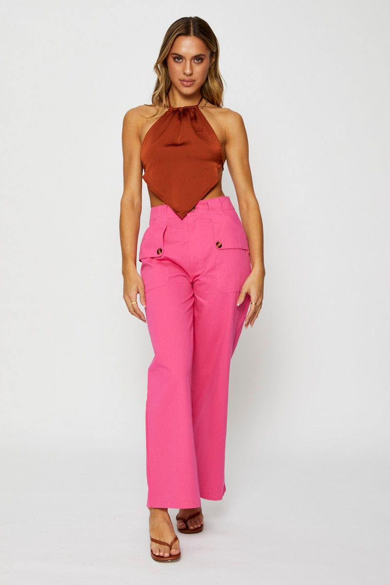 MR HAREM PANT Pink Wide Leg Pants for Women by Ally