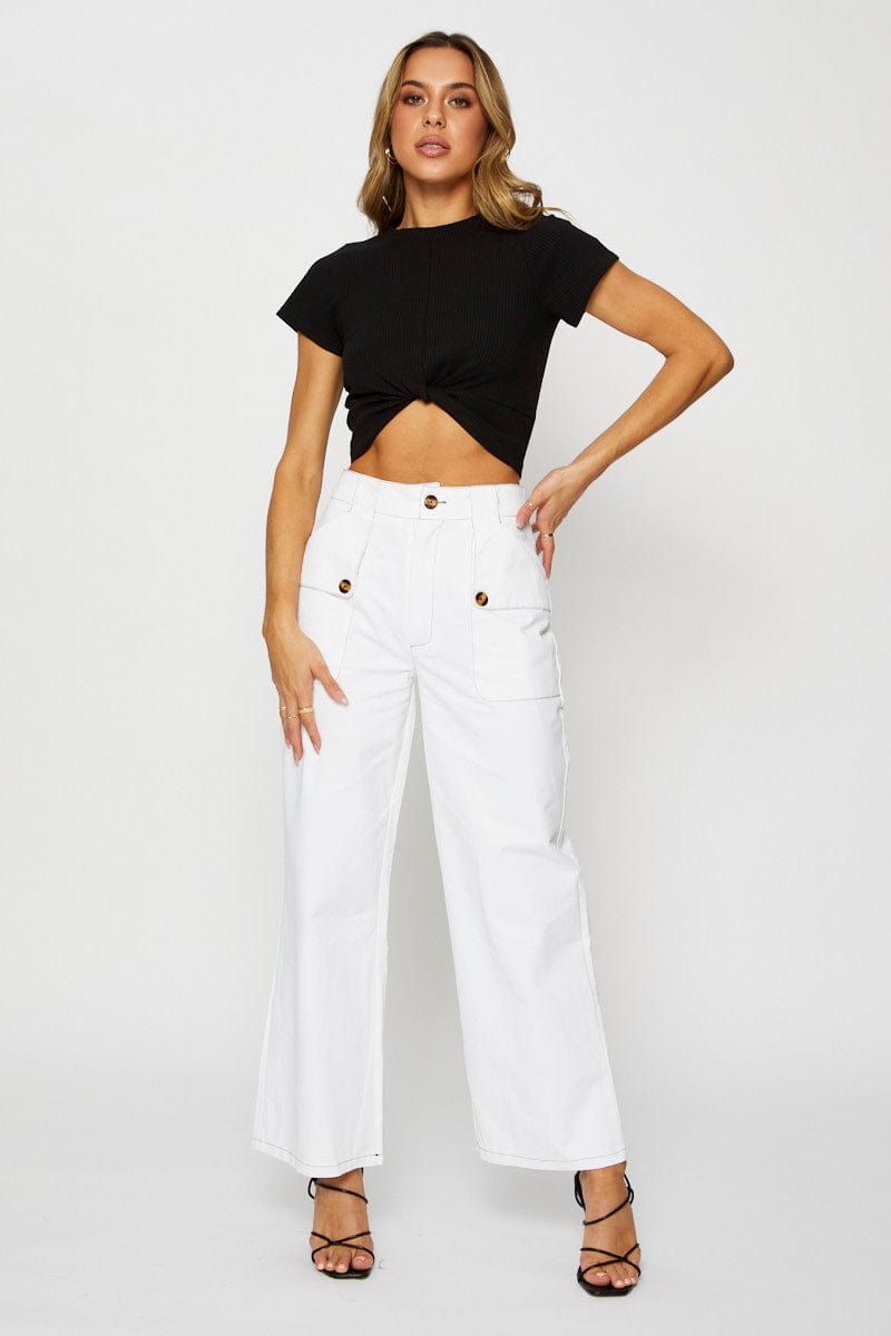 MR HAREM PANT White Wide Leg Pants for Women by Ally