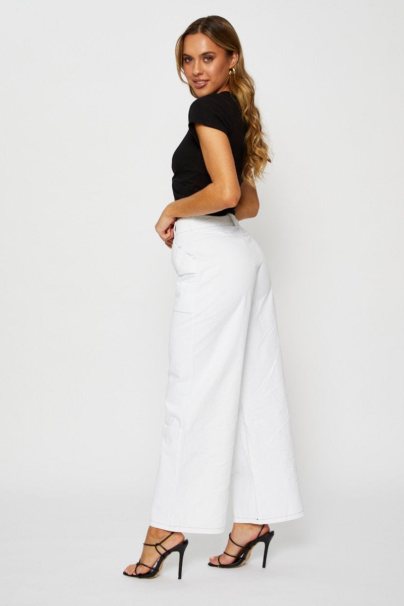 White Wide-leg Pants for Women