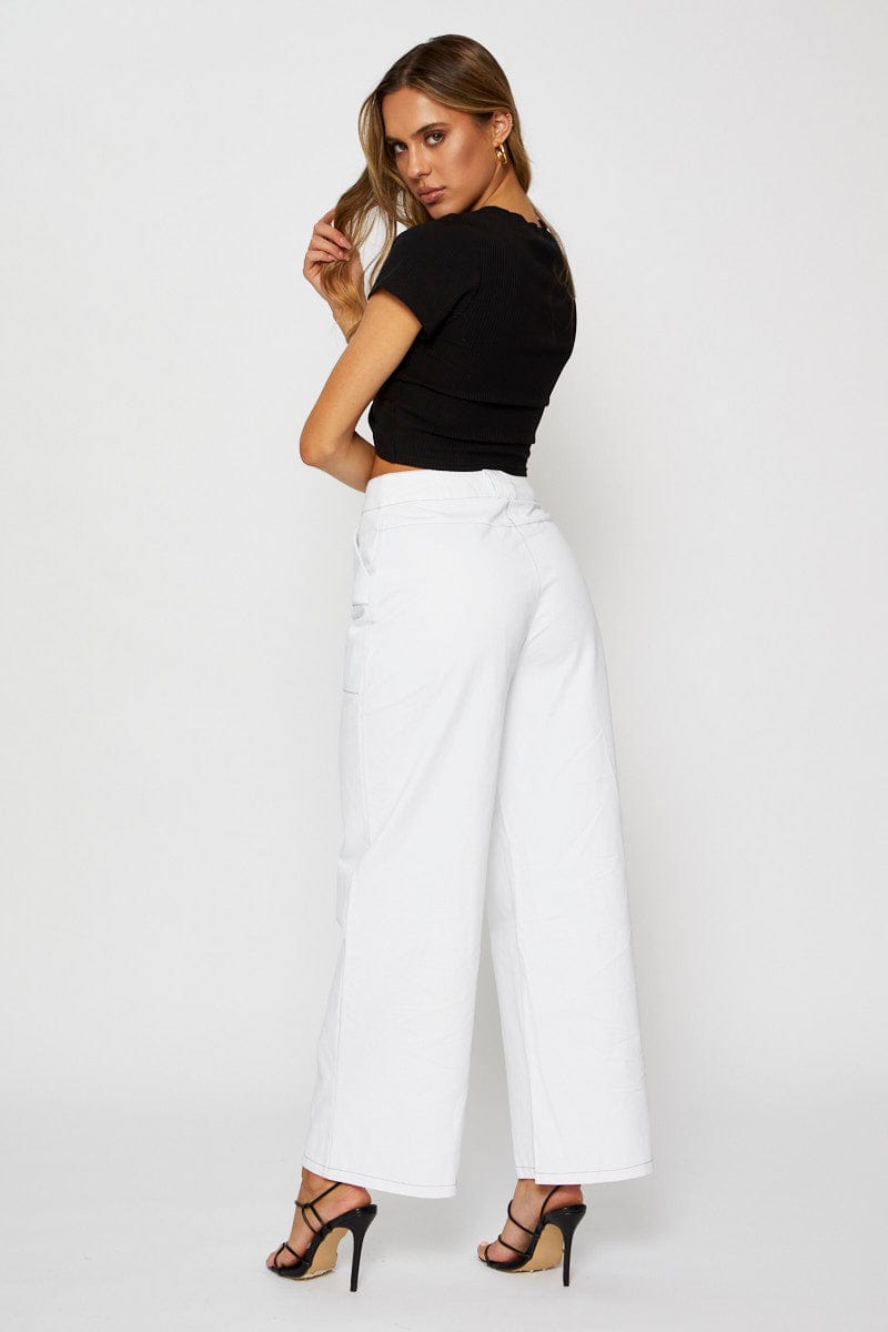 MR HAREM PANT White Wide Leg Pants for Women by Ally