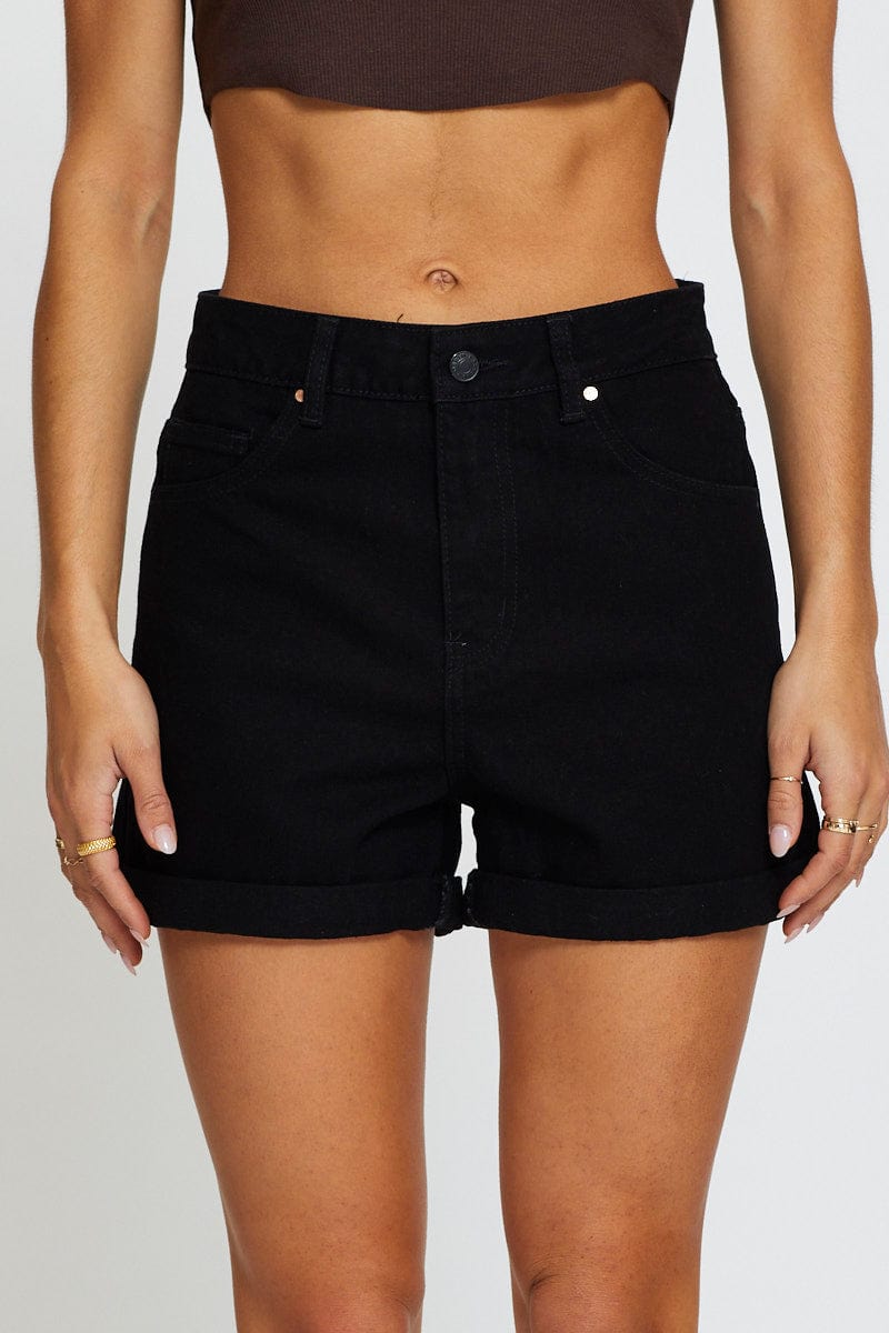 MR SKINNY JEAN Black Denim Shorts for Women by Ally