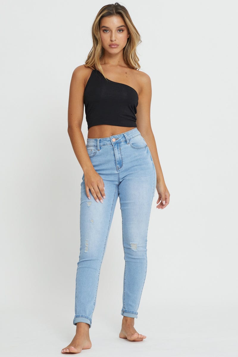 MR SKINNY JEAN Blue Skinny Denim Jeans High Rise for Women by Ally