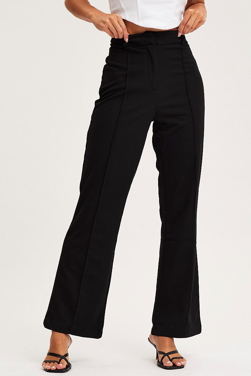 MR WIDE LEG PANT Black Straight Fit Pants for Women by Ally