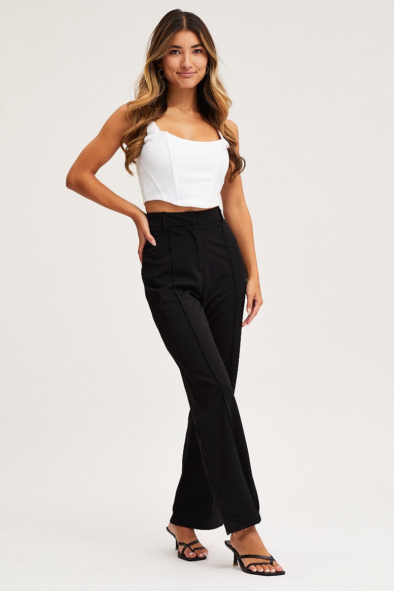 MR WIDE LEG PANT Black Straight Fit Pants for Women by Ally