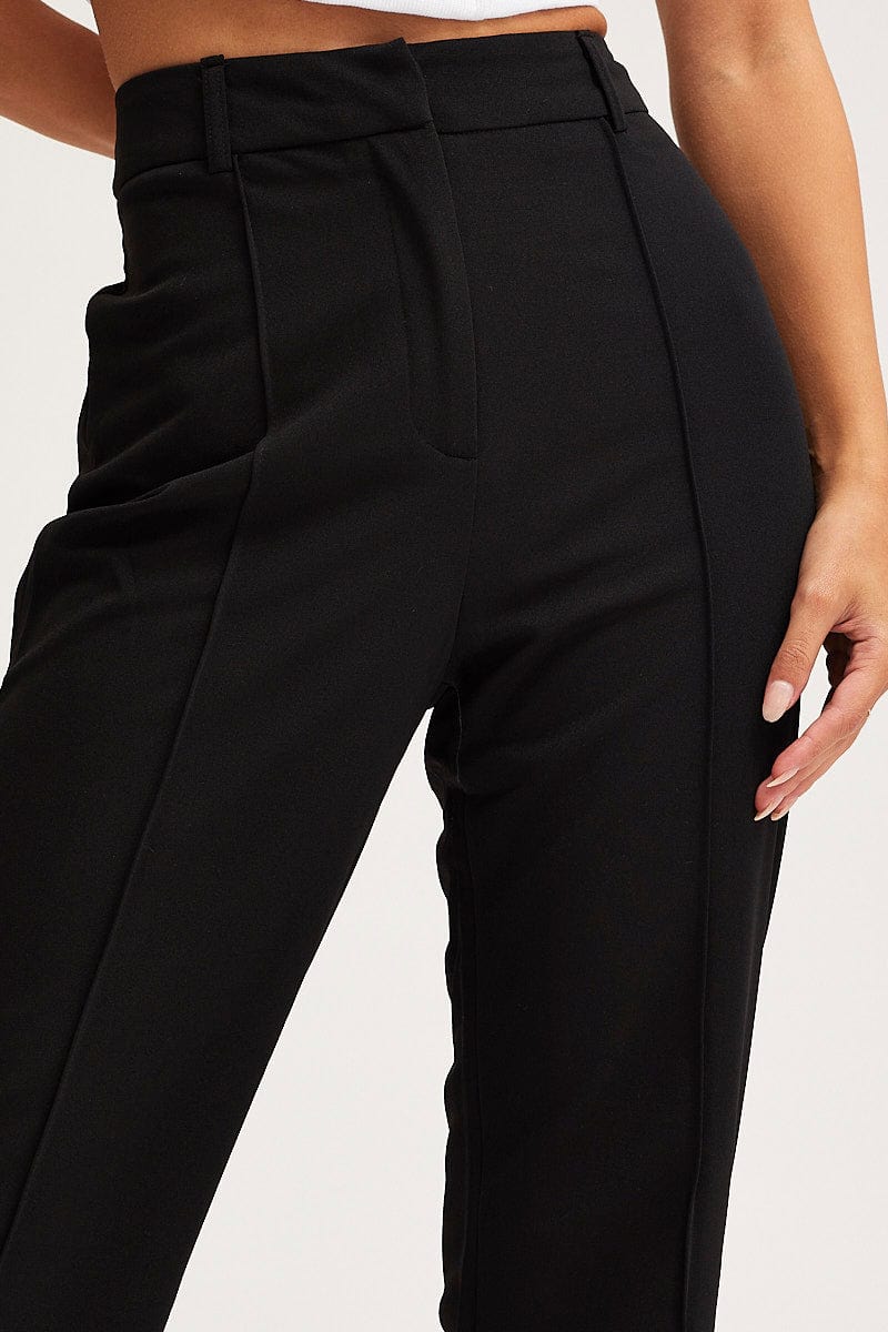 MR WIDE LEG PANT Black Straight Fit Pants for Women by Ally