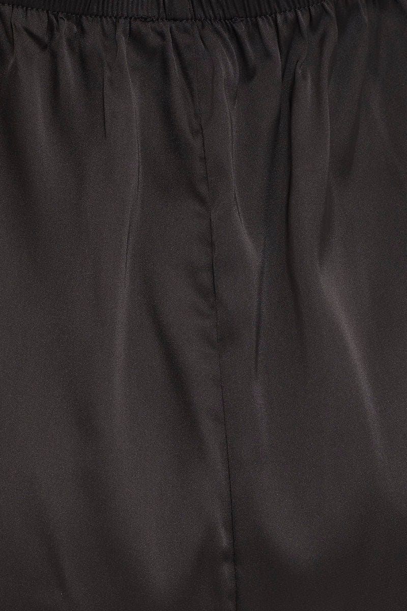 NIGHTIE Black Satin Pajamas Set Sleeveless for Women by Ally