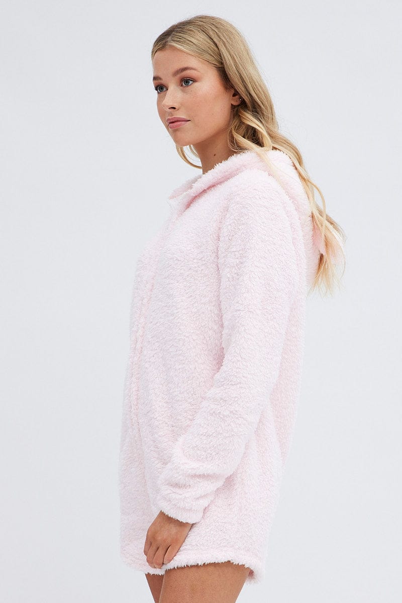 Pink Fluffy PJ Cosy Pyjama Onesie for Ally Fashion