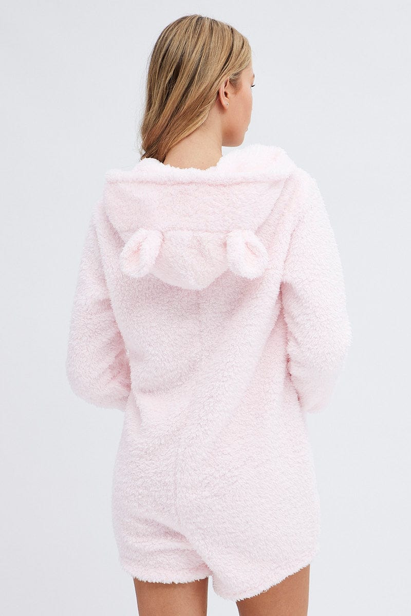 Pink Fluffy PJ Cosy Pyjama Onesie for Ally Fashion