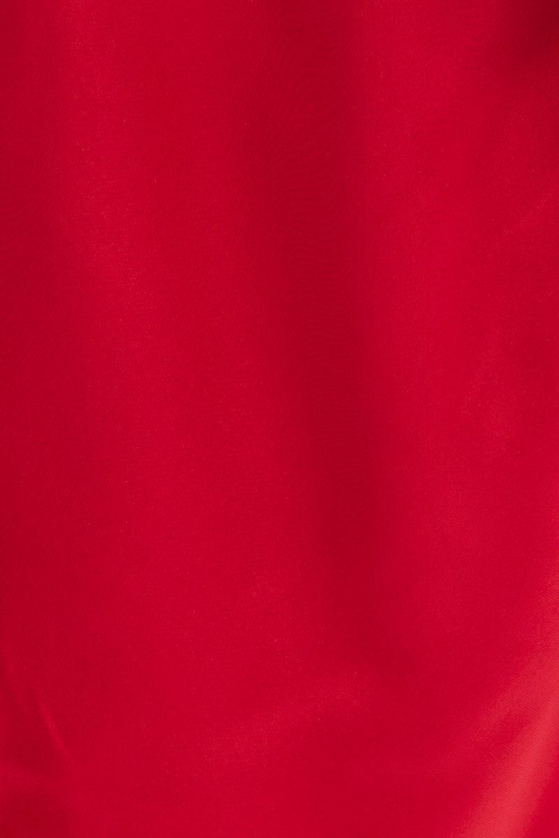 Red Satin PJ Bralette Ruffle Pyjama Set