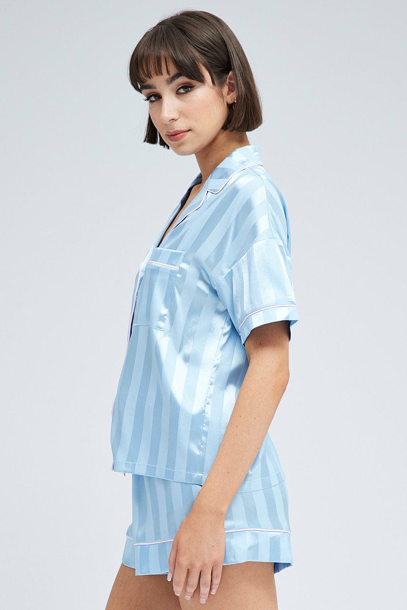 Striped satin pj cheap set