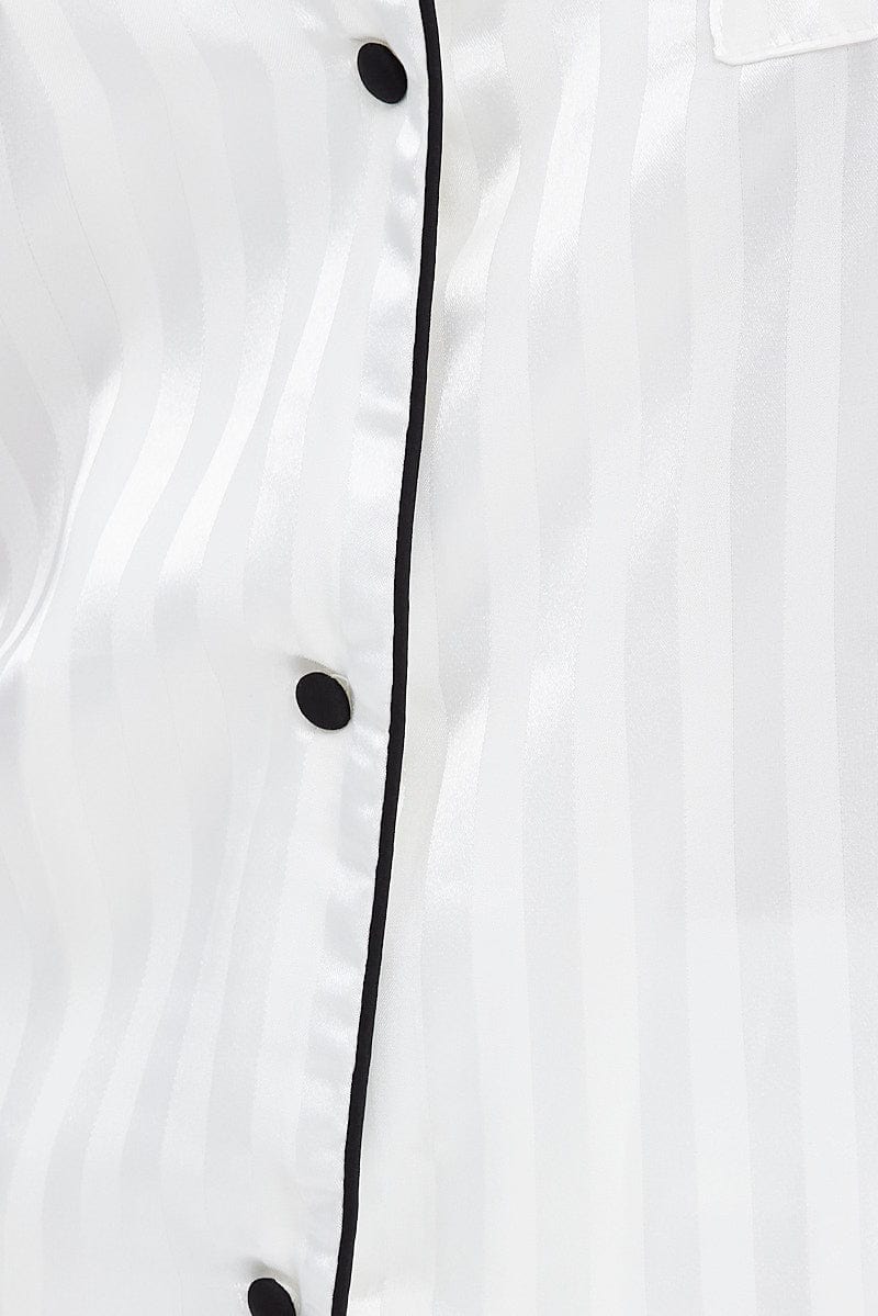 Fabric Polyester Jacquard; EU8208-030 Satin Stripe White