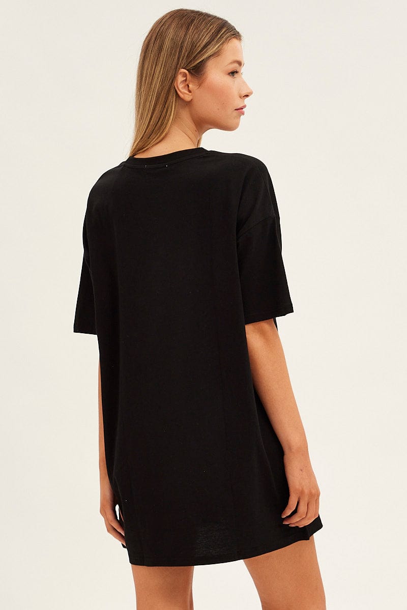Black Short Sleeve Nightie Cotton for Ally Fashion