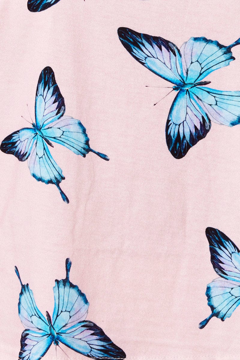 Pink Print Graphic Pj Butterfly Print Pyjama Set for Ally Fashion