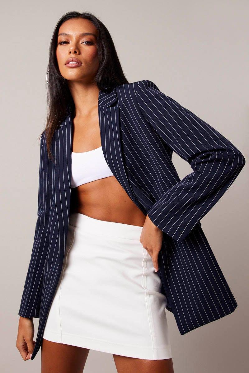 Blue Stripe Blazer for Ally Fashion