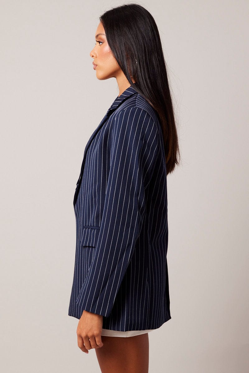 Blue Stripe Blazer for Ally Fashion